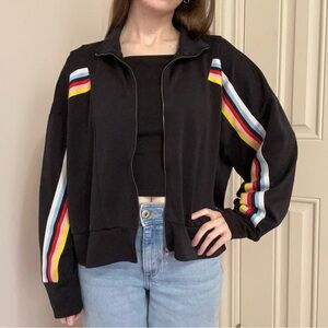 Black & Multicolored Zip Up Jacket
